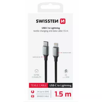 SWISSTEN PODATKOVNI KABEL TEXTILE II USB-C / LIGHTNING 1,5 M ČRN SWISSTEN PODATKOVNI KABEL TEXTILE II USB-C / LIGHTNING 1,5 M ČRN
