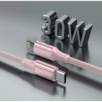 SWISSTEN PODATKOVNI KABEL TEXTILE II USB-C / LIGHTNING 1,5 M ROZA