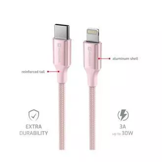 SWISSTEN PODATKOVNI KABEL TEXTILE II USB-C / LIGHTNING 1,5 M ROZA
