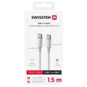 SWISSTEN PODATKOVNI KABEL TEXTILE II USB-C / USB-C 1,5 M BELA