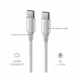 SWISSTEN PODATKOVNI KABEL TEXTILE II USB-C / USB-C 1,5 M BELA