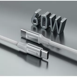 SWISSTEN PODATKOVNI KABEL TEXTILE II USB-C / USB-C 1,5 M BELA