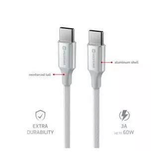 SWISSTEN PODATKOVNI KABEL TEXTILE II USB-C / USB-C 1,5 M BELA