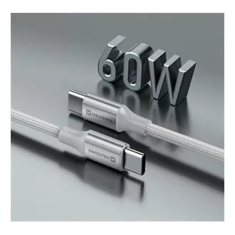 SWISSTEN PODATKOVNI KABEL TEXTILE II USB-C / USB-C 1,5 M BELA