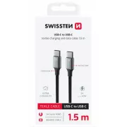 SWISSTEN PODATKOVNI KABEL TEXTILE II USB-C / USB-C 1,5 M ČRN