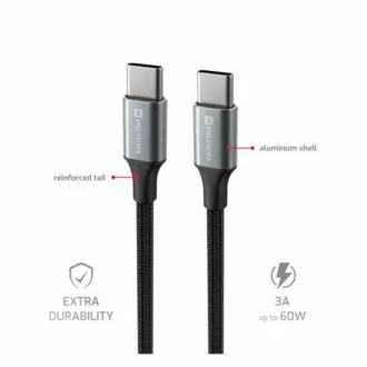 SWISSTEN PODATKOVNI KABEL TEXTILE II USB-C / USB-C 1,5 M ČRN