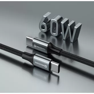 SWISSTEN PODATKOVNI KABEL TEXTILE II USB-C / USB-C 1,5 M ČRN