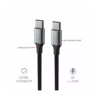 SWISSTEN PODATKOVNI KABEL TEXTILE II USB-C / USB-C 1,5 M ČRN