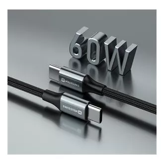 SWISSTEN PODATKOVNI KABEL TEXTILE II USB-C / USB-C 1,5 M ČRN