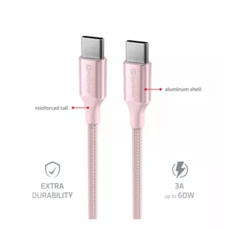SWISSTEN PODATKOVNI KABEL TEXTILE II USB-C / USB-C 1,5 M ROZA