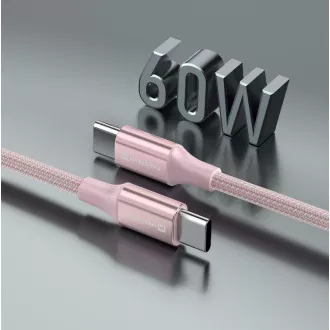 SWISSTEN PODATKOVNI KABEL TEXTILE II USB-C / USB-C 1,5 M ROZA