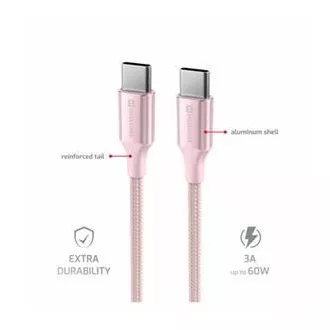 SWISSTEN PODATKOVNI KABEL TEXTILE II USB-C / USB-C 1,5 M ROZA