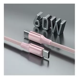 SWISSTEN PODATKOVNI KABEL TEXTILE II USB-C / USB-C 1,5 M ROZA