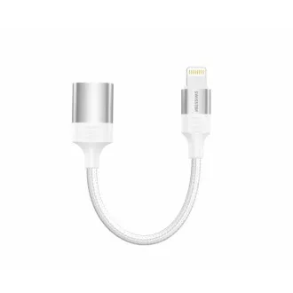 SWISSTEN OTG ADAPTER TEXTILE LIGHTNING (moški) / USB-A (ženski) 0,12 M BELA