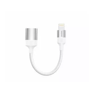 SWISSTEN OTG ADAPTER TEXTILE LIGHTNING (moški) / USB-A (ženski) 0,12 M BELA