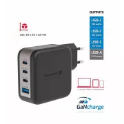 SWISSTEN NETWORK ADAPTER GaN 3x USB-C 100W PD   1x USB-A 18W QC BLACK