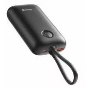 SWISSTEN POWER BANK VOLTBOX 35W 10000 mAh z integriranim USB-C in kabli za osvetlitev Črna