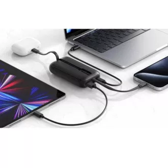 SWISSTEN POWER BANK VOLTBOX 35W 10000 mAh z integriranim USB-C in kabli za osvetlitev Črna