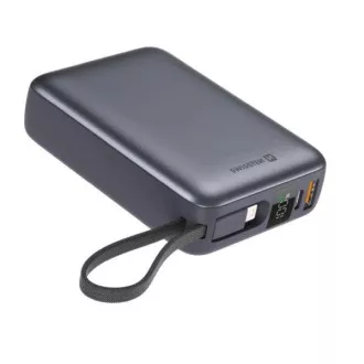 SWISSTEN POWER BANK 20000 mAh z integriranim USB-C in svetlobnimi kabli SREBRNO SREBRNO
