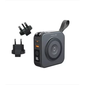 SWISSTEN POWER BANK ALL-IN-ONE PRO z zamenljivimi skrinjami (ZDA, EU, Velika Britanija) 10000 mAh 20W Črna