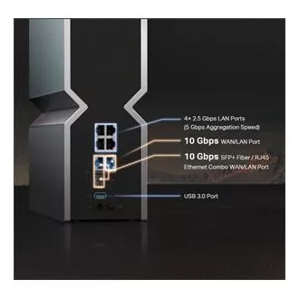 TP-Link Archer BE800 - BE19000 WiFi 7 usmerjevalnik, 1x 10GWAN, 4x 2.5GLAN, 1x 10GLAN/SFP , USB, 2.4/5/6GHz, HomeShield, EasyMesh
