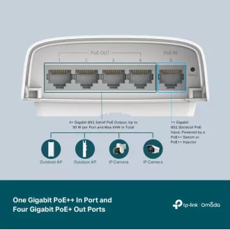 TP-Link SG2005P-PD Smart Switch, 4x GLAN s PoE, 1x GLAN s PoE-in, 90W, Omada SDN