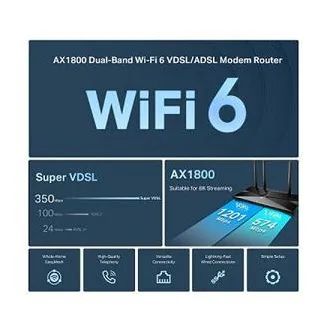TP-Link Archer VX1800V - AX1800 Wi-Fi 6 VDSL/ADSL Modem in usmerjevalnik, USB 2.0 za 3G/4G in medije, RJ-11 za telefon VoIP, Eas - Rabljeno TP-Link Archer VX1800V - AX1800 Wi-Fi 6 VDSL/ADSL Modem in usmerjevalnik, USB 2.0 za 3G/4G in medije, RJ-11 za telefon VoIP, Eas - Rabljeno
