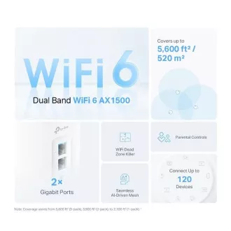 TP-Link Deco X10(1 pakiranje) - AX1500 Mesh Wi-Fi 6 sistem za pametni dom - starševski nadzor - (1 pakiranje)