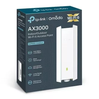 TP-Link EAP650-Outdoor - AX3000 WIFI dostopna točka Omada 1xGLAN, PoE/Pasivni PoE za montažo na drog/steno Zaščita pred prenapetostjo