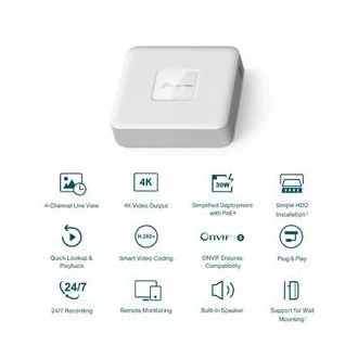 TP-LINK VIGI NVR1104H-4P 4 kanali, 4x Lan s PoE, 2x USB