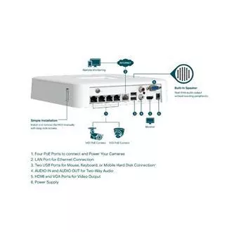 TP-LINK VIGI NVR1104H-4P 4 kanali, 4x Lan s PoE, 2x USB