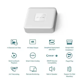 TP-LINK VIGI NVR1104H-4P 4 kanali, 4x Lan s PoE, 2x USB