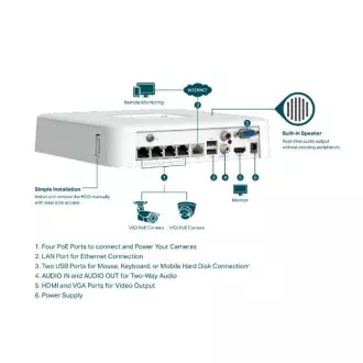 TP-LINK VIGI NVR1104H-4P 4 kanali, 4x Lan s PoE, 2x USB
