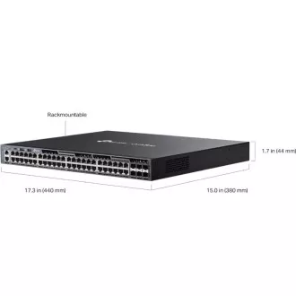 TP-Link SG6654X Omada 48-portno gigabitno stikalo z možnostjo zlaganja v vrsto L3, 48 gigabitnih vrat RJ45 in 6× 10 Gbps reže SFP