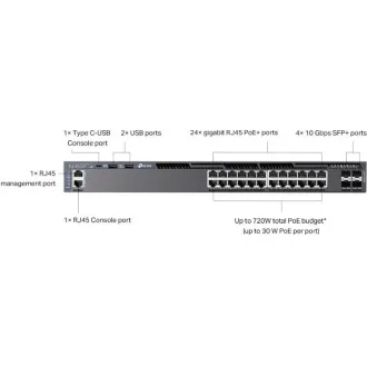 TP-Link SG6428XHP Omada 24-portno gigabitno stikalo RJ45 z možnostjo zlaganja L3 PoE , 720 W skupne porabe PoE
