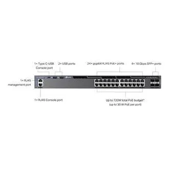 TP-Link SG6428XHP Omada 24-portno gigabitno stikalo RJ45 z možnostjo zlaganja L3 PoE , 720 W skupne porabe PoE