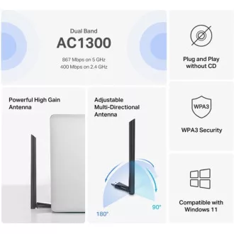 MERCUSYS MA30H - Brezžični dvopasovni adapter AC1300 USB - Antena, z visokim izkoristkom