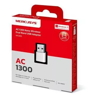 MERCUSYS MA30N - Brezžični dvopasovni adapter AC1300 USB Nano