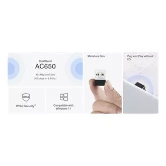MERCUSYS MA20N - Brezžični dvopasovni adapter AC650 USB Nano