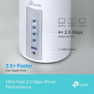TP-Link Deco BE65(3-pack) BE9300 Tri-band Mesh WiFi 7 sistem za celoten dom, 4x 2,5GLAN, USB, 2,4/5/6GHz, HomeShi