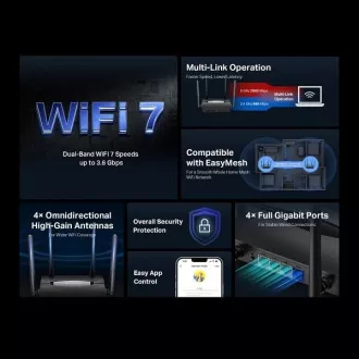 Mercusys MR25BE Usmerjevalnik Wi-Fi 7 z dvema pasovoma BE3600