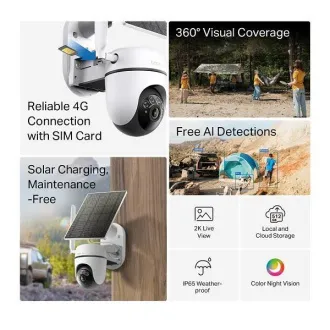 TP-Link Tapo C615 KIT - Komplet vrtljivih varnostnih kamer 4G LTE s solarno ploščo