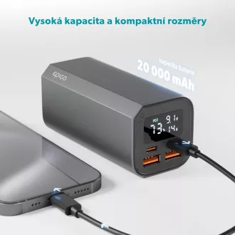 Epico Alu Power Bank PD 100W - 20 000 mAh - siva