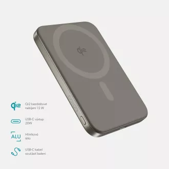 Epico Qi2 5000mAh Alu Mag  PowerBank EM51 - titan