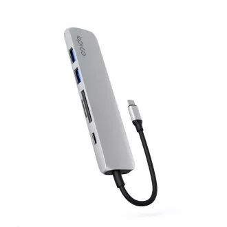 Epico 6v1 Alu vozlišče 8K s priključkom USB-C - srebrno