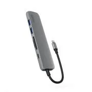 Epico 6-v-1 aluminijasti USB-C 8K hub – siva