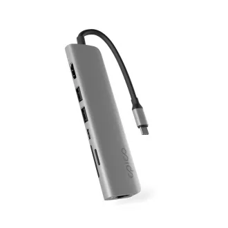 Multimedijsko vozlišče Epico 7v1 8K s priključkom USB-C - sivo