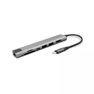 Multimedijsko vozlišče Epico 7v1 8K s priključkom USB-C - sivo