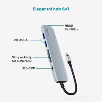 Epico 6v1 aluminijasto vozlišče USB-C 8K - modro