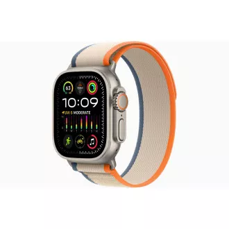 Apple Watch Ultra 2/49mm/Titan/športni trak/oranžno-beljasti trak/-M/L
